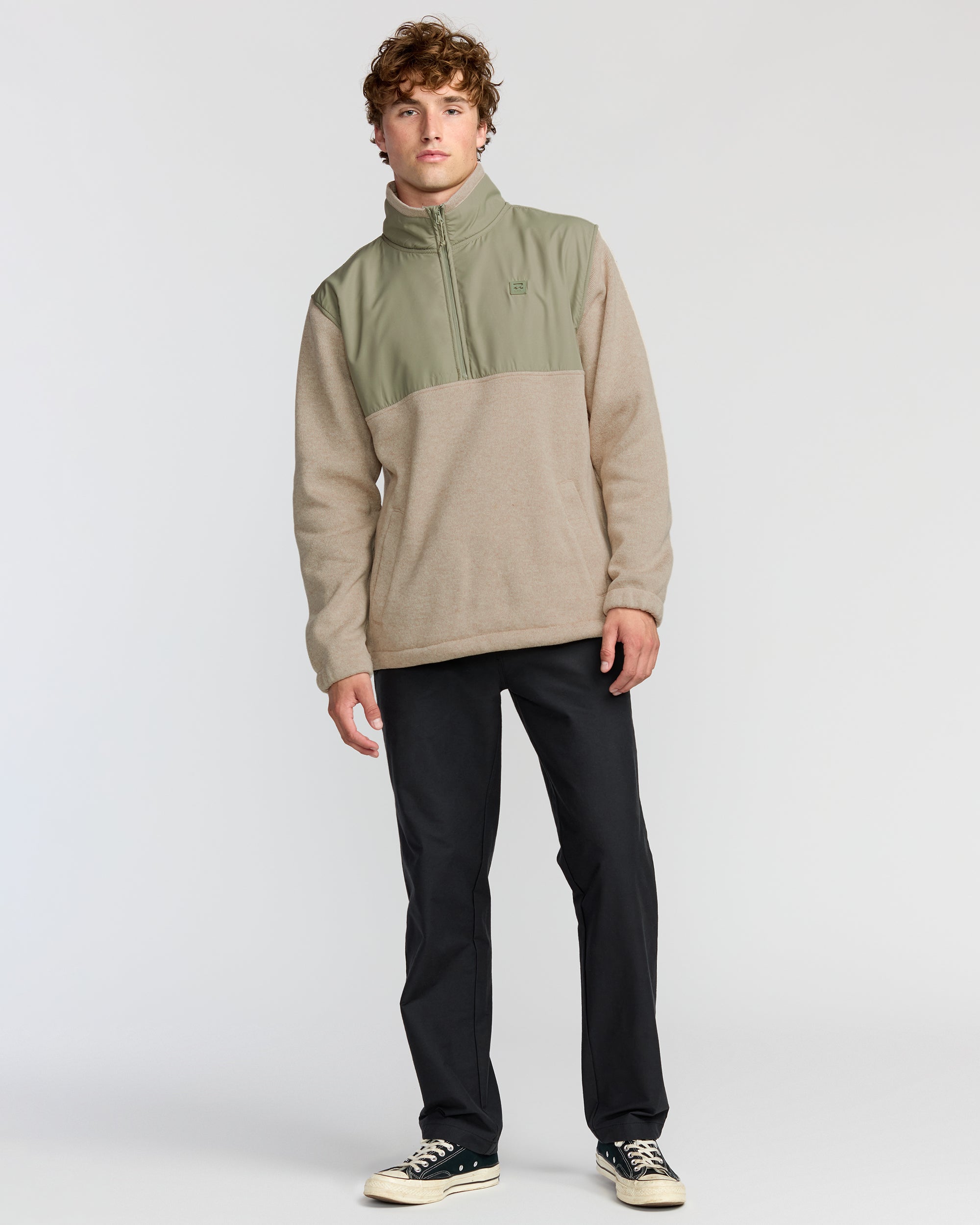 Boundary Blocked Mockneck Sweatshirt - Sand