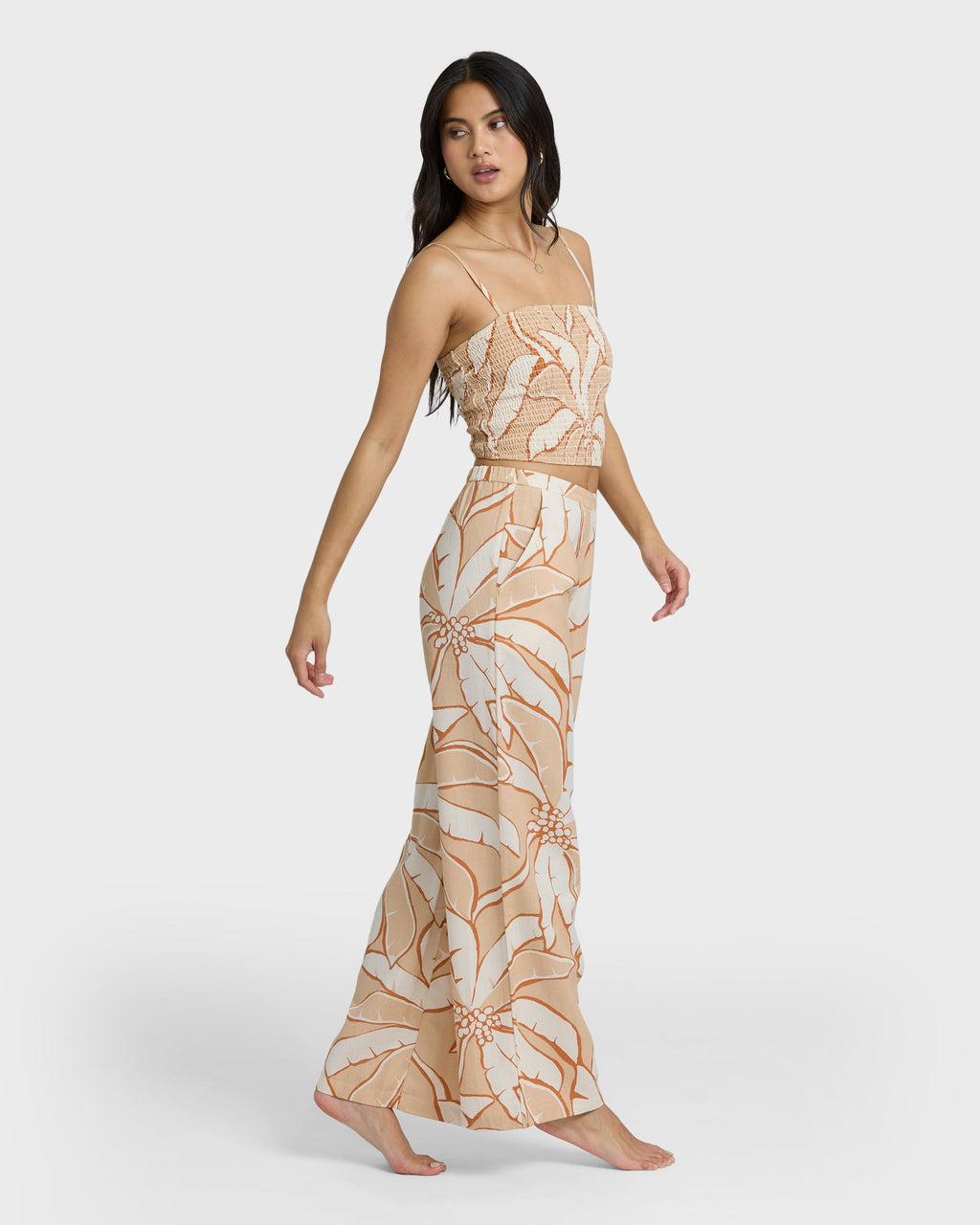 Tropic Breeze Elastic Waist Pants - Stone