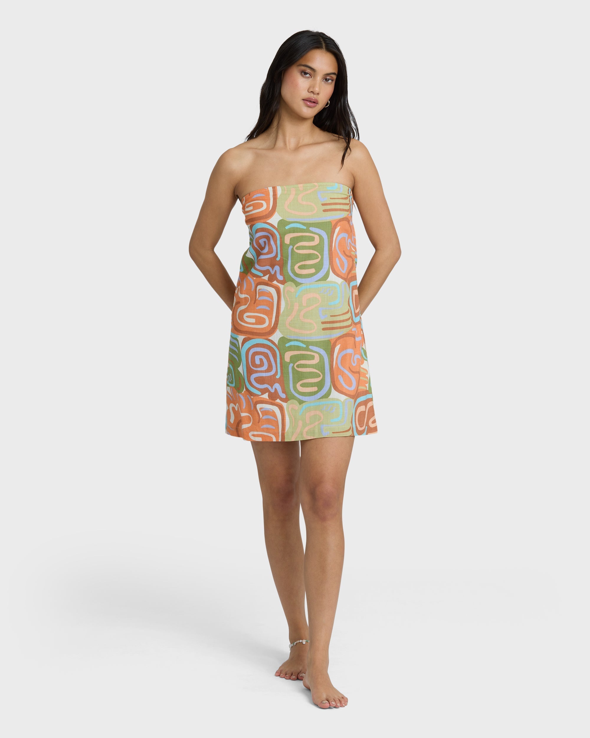 Summer Glow Mini Dress - Orange Multi