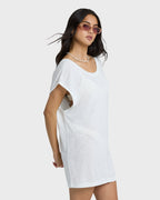 Hallow Wave Mini Short Sleeve Dress - Salt Crystal