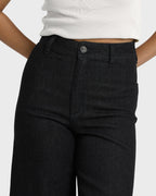 Free Fall High-Waist Twill Pants - Black