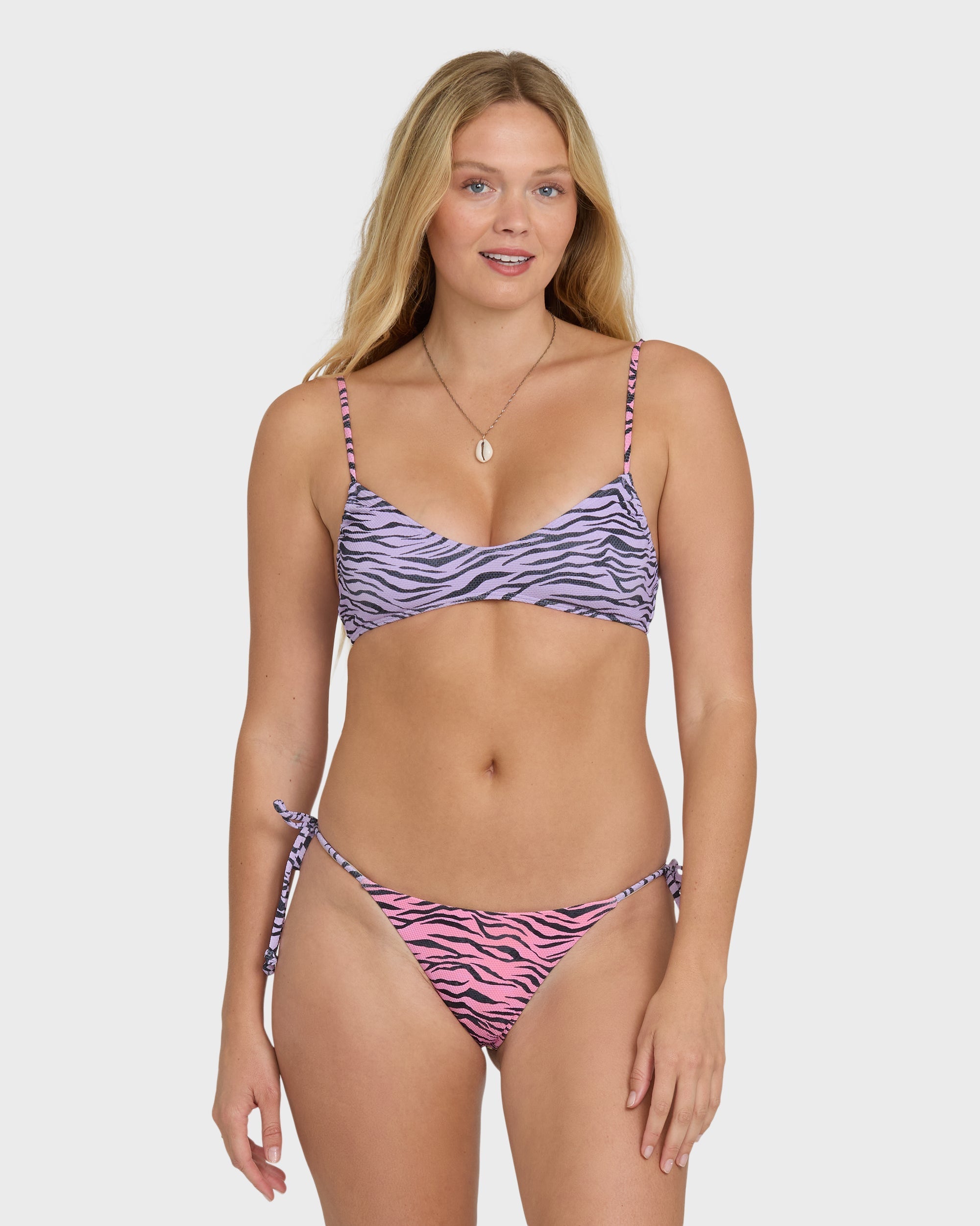 Pretty Wild Tie-Side Tanga Bikini Bottoms - Pink Sunset