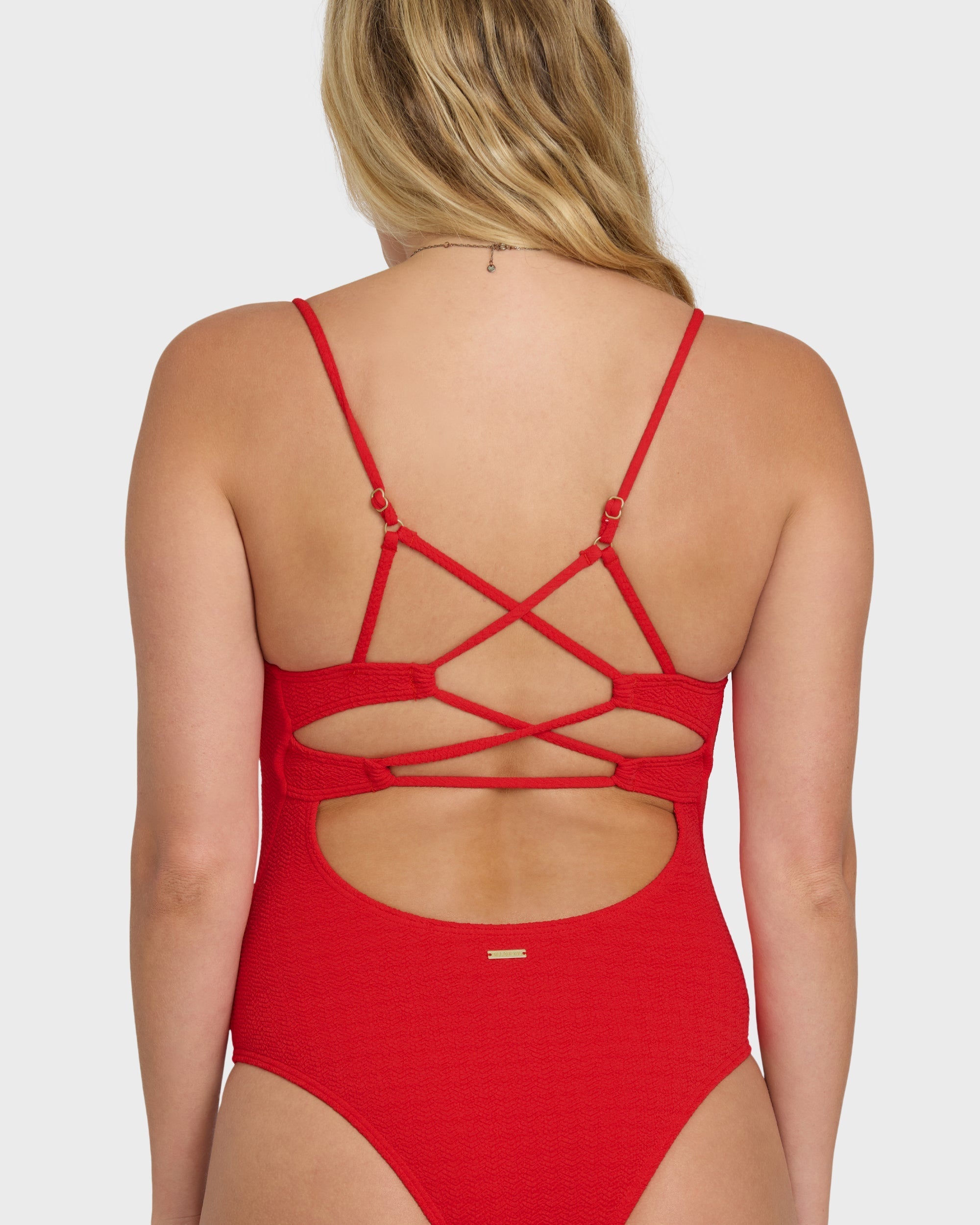 Rising Tide Strappy One Piece Swimsuit - Fiesta Red